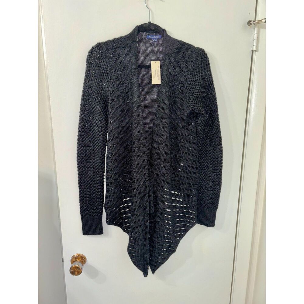American Eagle Outfitters NWT W  L/G Fisherman Wool Blend Navy Flyaway Cardigan